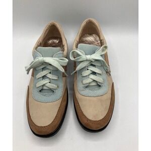 NWOT Norm Thompson Beige Blue Leather Walking Comfort Sneakers Shoes‎ 7.5 Medium